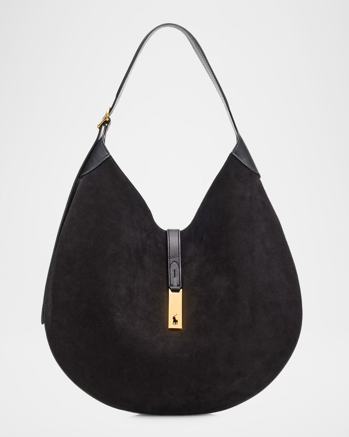Polo ID Suede Large Shoulder Bag | Neiman Marcus