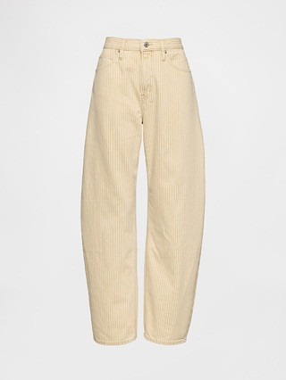 High Rise Khaki Stripe Barrel Jeans | Gap (US)