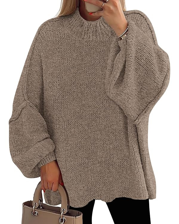 PRETTYGARDEN Women's 2025 Fall Oversized Sweaters Chunky Knit Mock Neck Long Sleeve Casual Trendy... | Amazon (US)