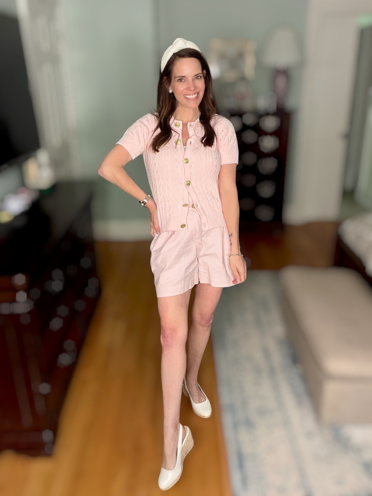 Blush Preppy Summer Set 💕 Classic Southern Grandmillennial Style


All the soft pink tones for the prettiest monochromatic moment 💕 This look pairs tailored chino shorts with a feminine knit cardigan top for a polished yet effortless summer outfit ✨ The gold buttons add a refined touch, while neutral espadrille wedges and pearl accessories keep it timeless and elevated 🤍

A classic, feminine outfit that feels equal parts preppy and grandmillennial—perfect for everyday wear when you want to look put-together with minimal effort 🌸

preppy summer outfit, grandmillennial style, monochromatic pink outfit, blush outfit, pink chino shorts outfit, classic southern style, feminine summer outfit, casual chic outfit, coastal preppy look

#LTKPetite #LTKOver40 #LTKootd