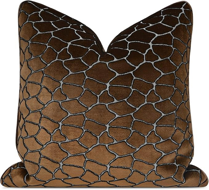 20x20 Brown Cut Velvet Pillow Covers with Raised Texture, Thick Soft Decorative Throw Pillow Cush... | Amazon (US)
