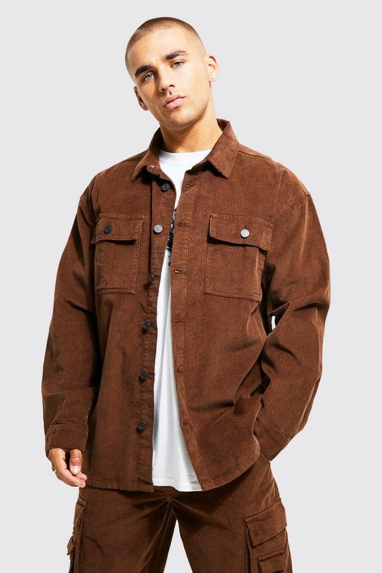 Oversized Utility Pocket Cord Shirt | boohooMAN (US & CA)