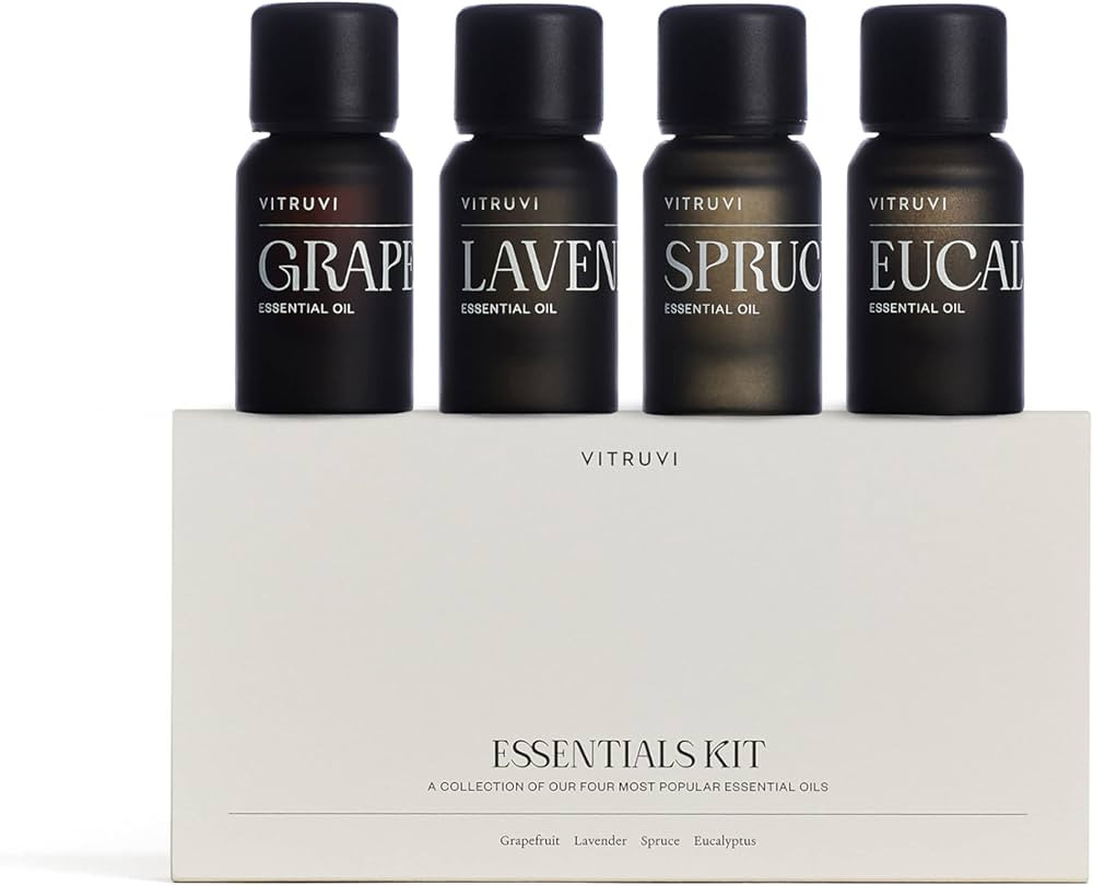 Vitruvi Essentials Kit, Essential Oil Starter Kit, 100% Pure Lavender, Eucalyptus, Grapefruit, Sp... | Amazon (US)