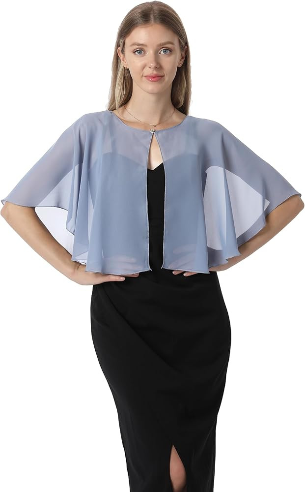 Chiffon Capelet Soft capes Shawls and Wraps for Evening Dress Wedding Cape 1920s shawl accessorie... | Amazon (US)