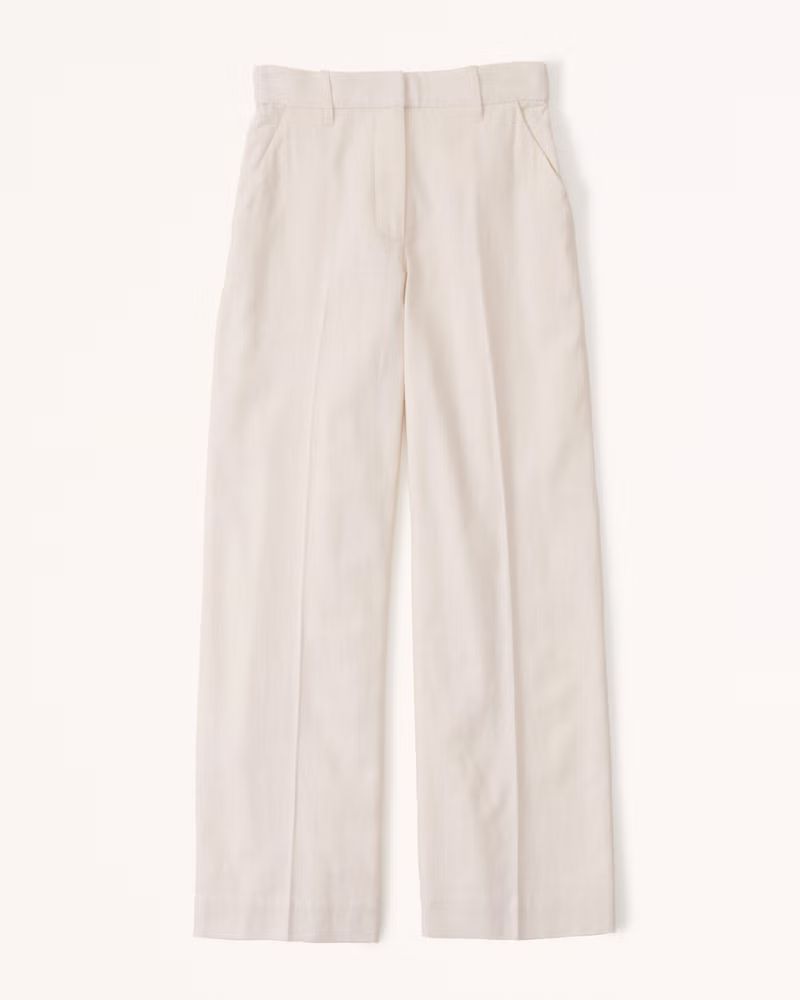 Clean Linen-Blend Tailored Wide Leg Pant | Abercrombie & Fitch (US)