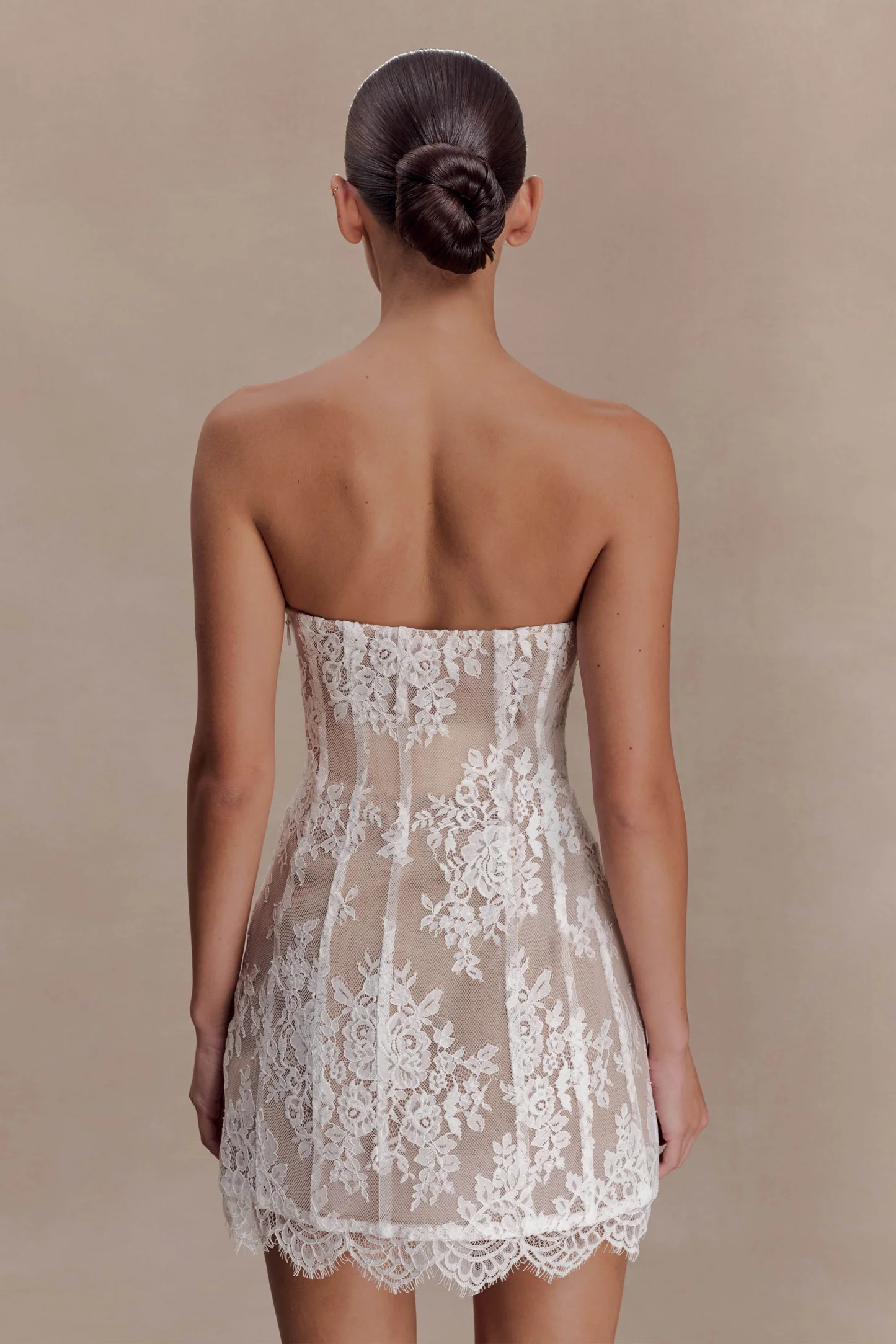 Zoey Lace Corset Mini Dress - Ivory | Meshki UK