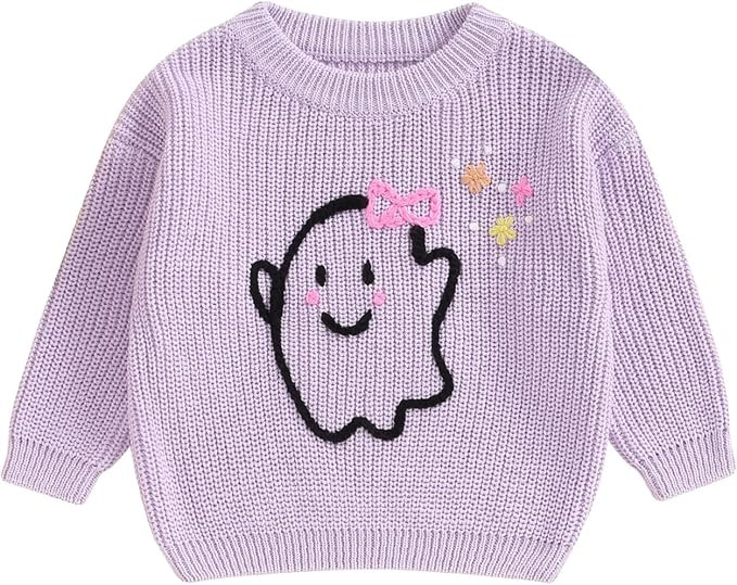 Baby Halloween Sweater Pumpkin Embroidery Crewneck Knit Sweatshirt Pullover Tops Toddler Boy Girl... | Amazon (US)
