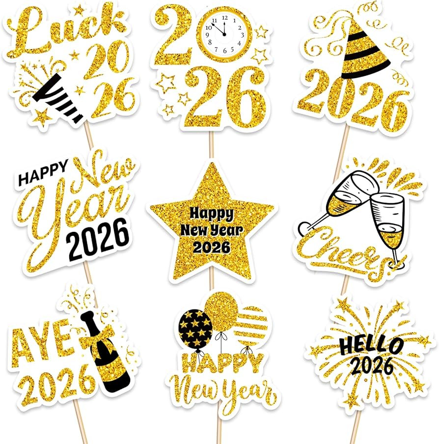 144PCS Happy New Year Cupcake Toppers Toothpicks – 2026 New Year's Eve Cake Picks Party Supplie... | Amazon (US)