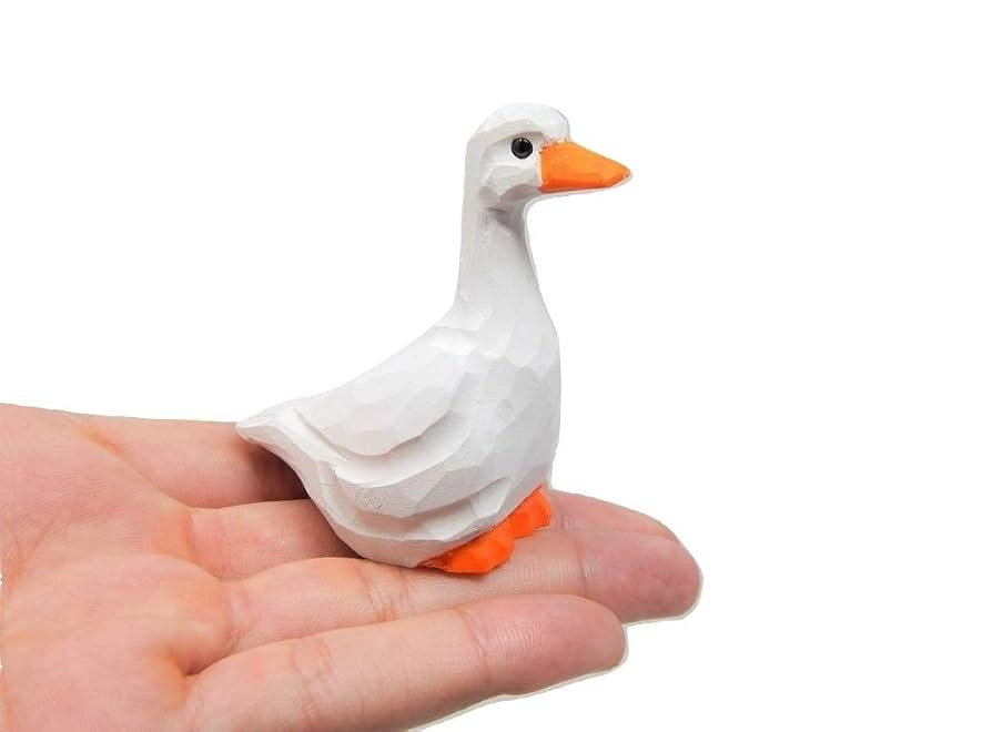 White Goose - Figurine Ross's Snow Domestic Emden Swan Farm Miniature Handmade Wood Duck Art Carv... | Amazon (US)