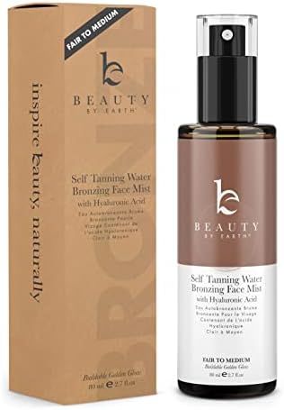 Beauty by Earth Self Tanner Face Mist - Fair to Medium Fake Tan Sunless Tanner Tanning Water, Self T | Amazon (US)