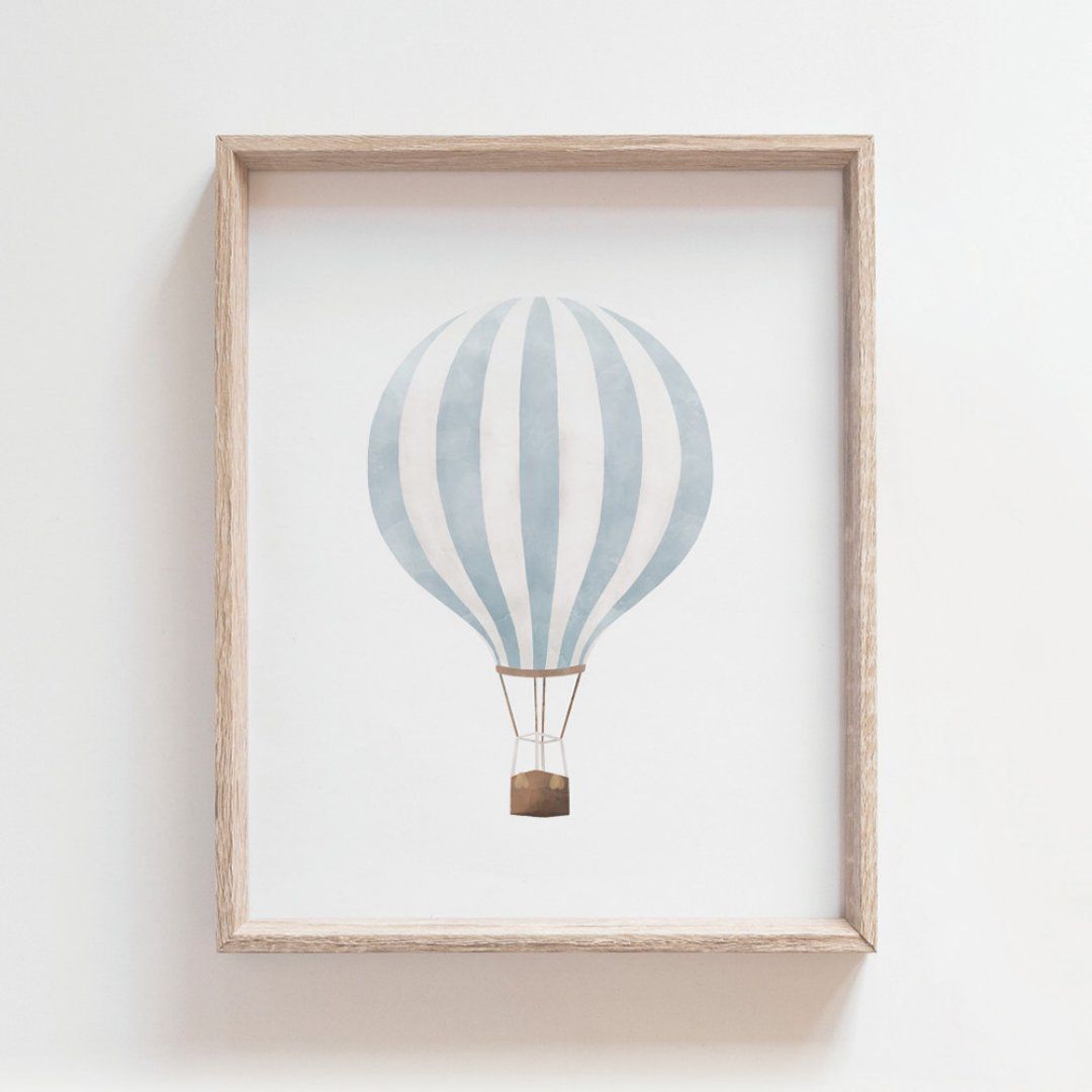 Blue Hot Air Balloon Nursery Decor Poster | Zazzle | Zazzle