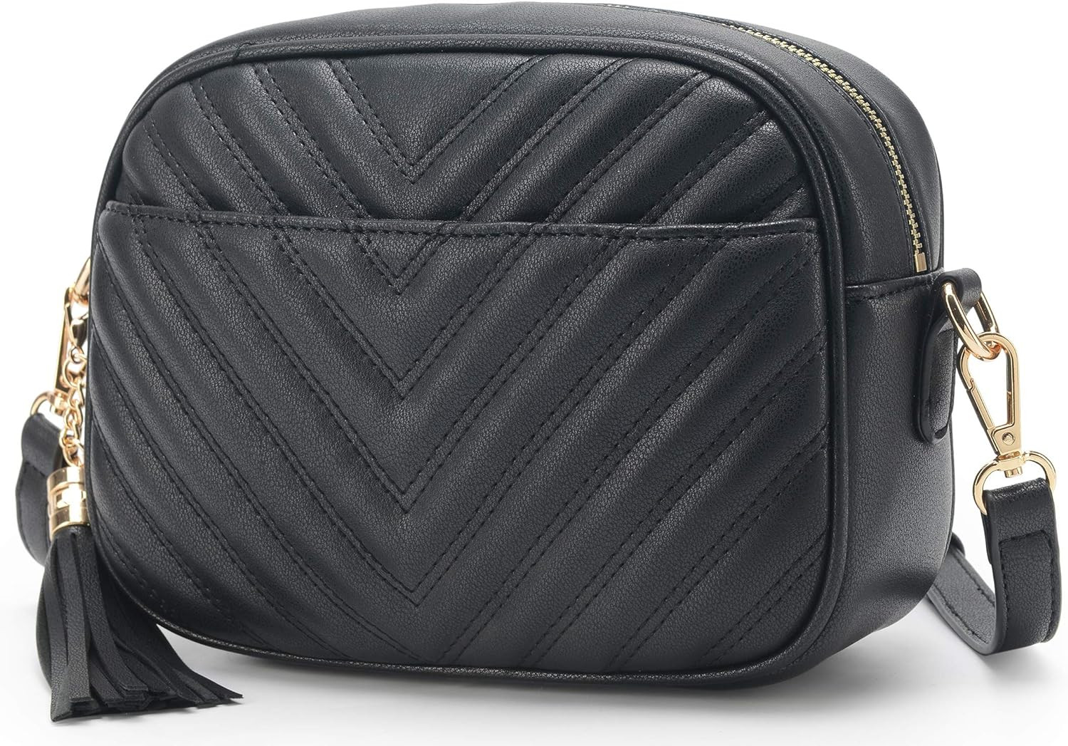 Lola Mae Quilted Crossbody Bag, Medium Lightweight Shoulder Purse Top Zipper Tassel Accent | Amazon (US)