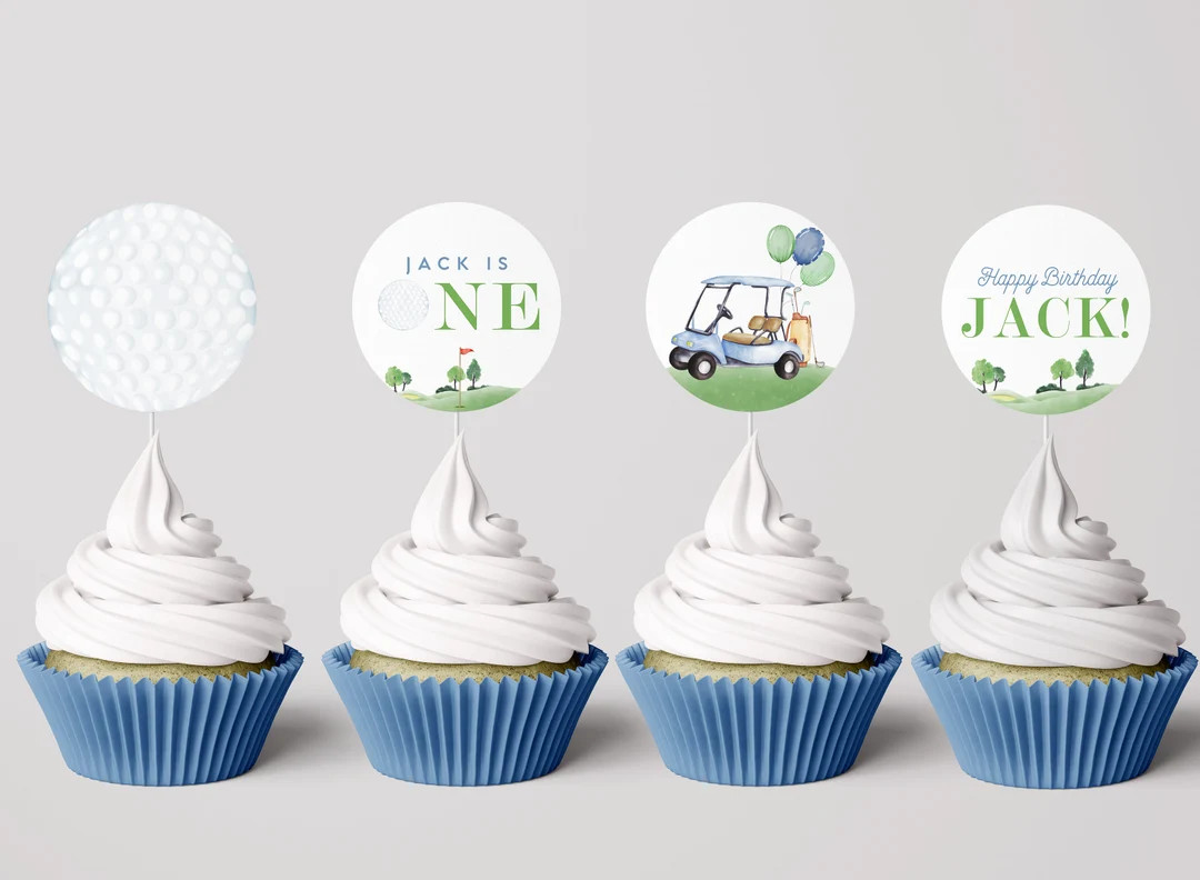 Golf Birthday Cupcake Toppers, Hole in One Toppers, Hole-in-one Party, EDITABLE Toppers, INSTANT ... | Etsy (US)