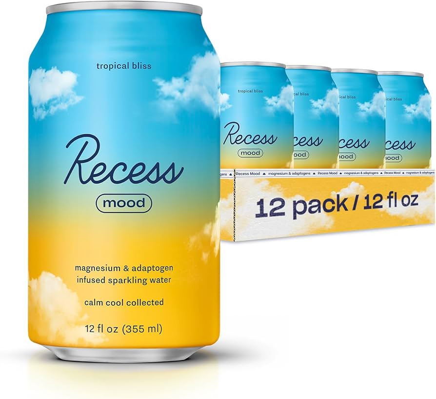 Recess Mood Magnesium Supplement Drink Calming Beverage, 12 Ounce, Pack of 12 | Amazon (US)