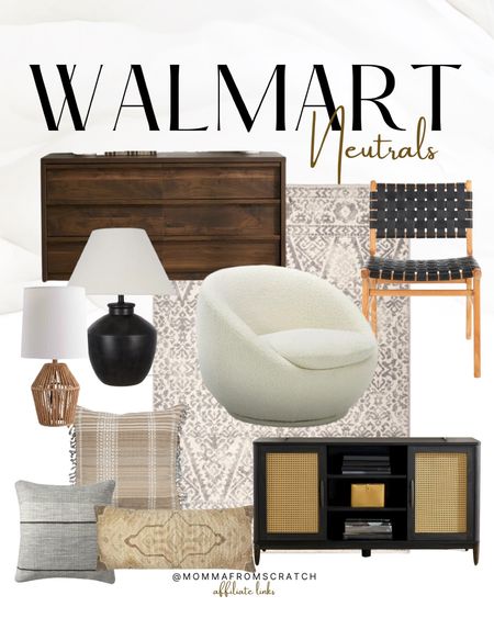 Walmart neutral home decor and furniture. Stylish and affordable home accents, accent chair, tv stand, dresser, lamp, area rug, pillows, dining chair, swivel chair

#LTKFind #LTKstyletip #LTKhome