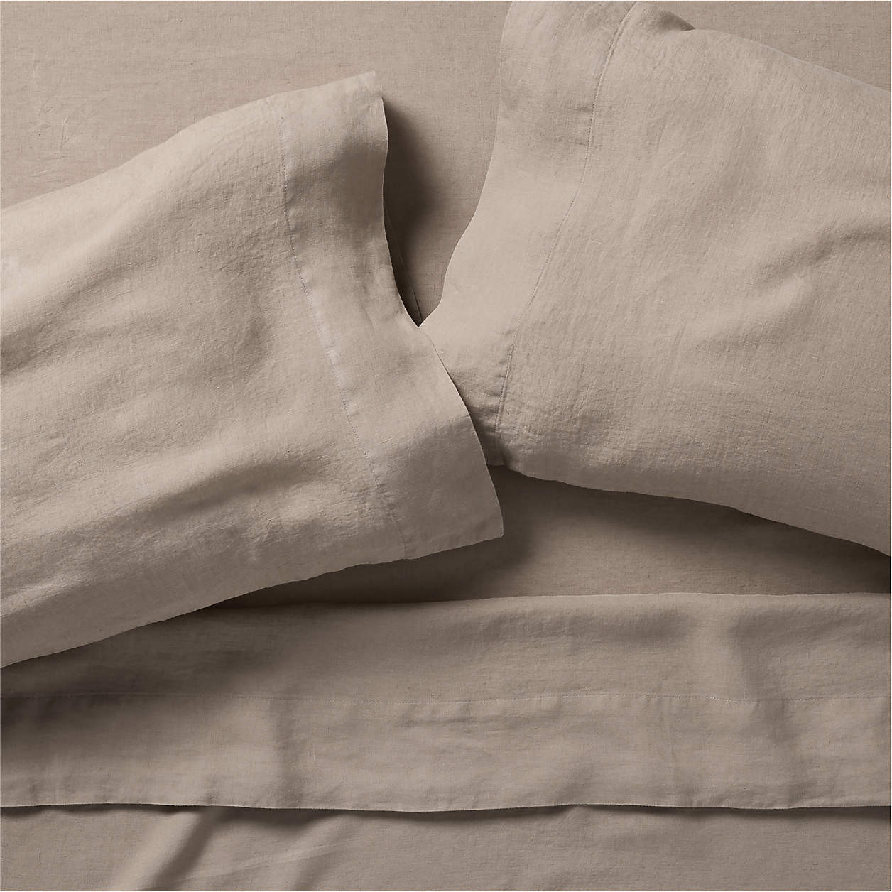 Aire Natural European Linen Clay Taupe King Bed Sheet Set + Reviews | Crate & Barrel | Crate & Barrel