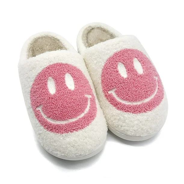 Smiley Face Slippers for Women Men, Anti-Slip Soft Plush Comfy Indoor Slippers - Walmart.com | Walmart (US)