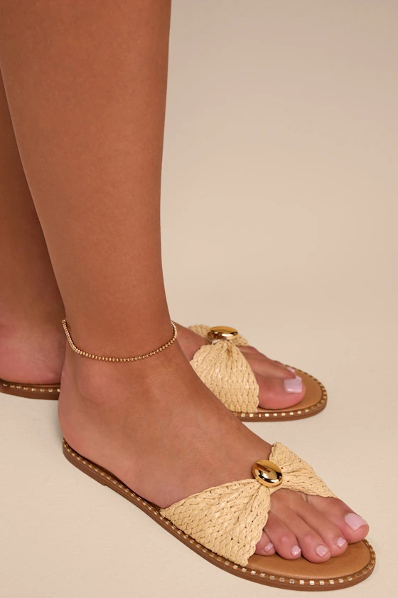 Robby Beige Raffia Slide Sandals | Lulus