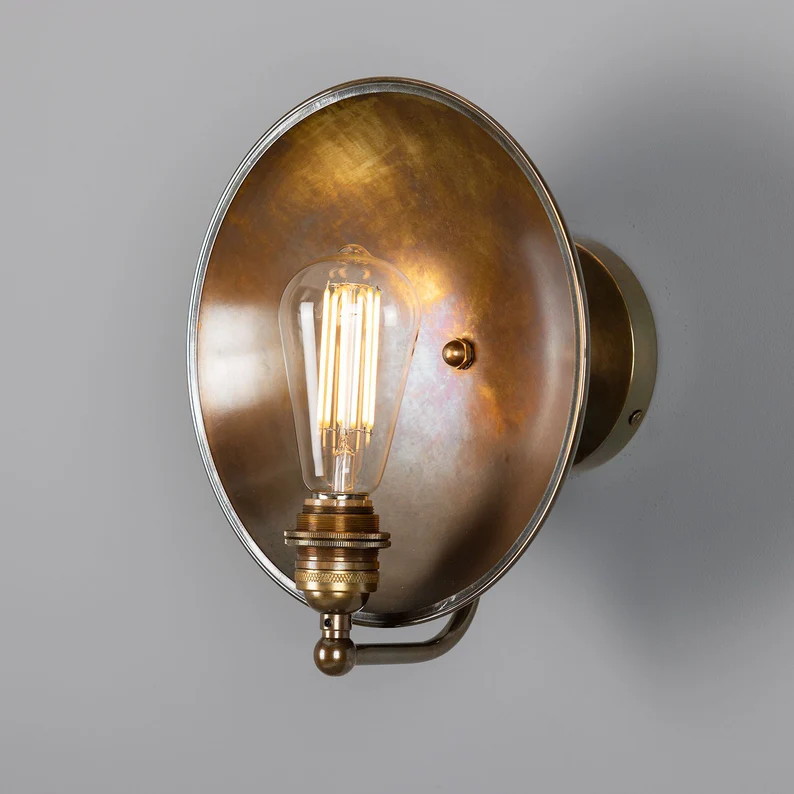 Chulainn Industrial Brass Dish Wall Light 9.8'' 25cm - Etsy | Etsy (US)