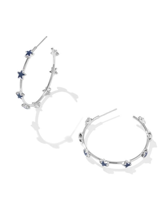 Sierra Silver Star Hoop Earrings in Navy Enamel | Kendra Scott | Kendra Scott