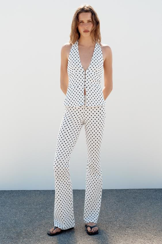 POLKA DOT STRETCH HALTER TOP | Zara Canada