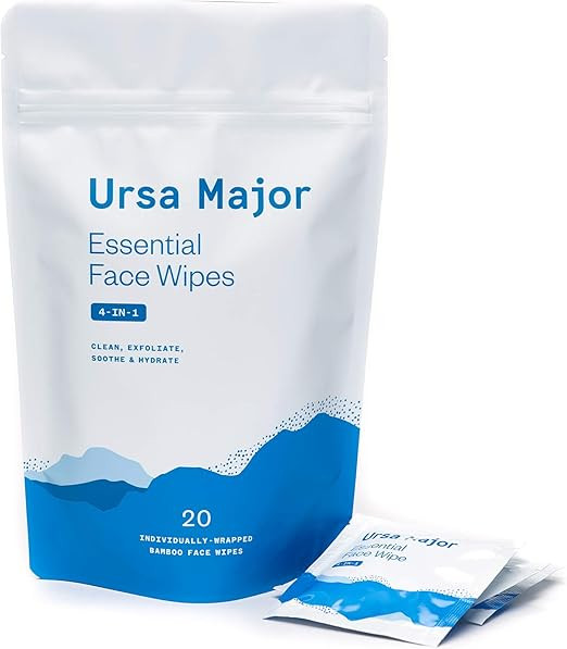 Ursa Major Essential Face Wipes | Natural, Biodegradable, Cruelty-Free | Cleanse, Exfoliate, Soot... | Amazon (US)