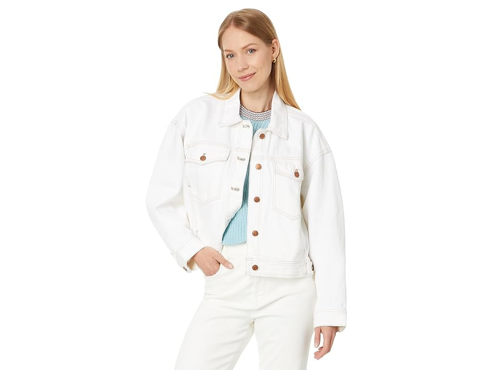 Madewell Cropped Denim Jacket in Tile White Women's Jacket Tile White : XL (Women's 14-16), Cotton/Denim | Zappos