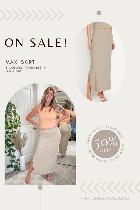 50% off maxi skirt!
3 colors, 3 lengths (wearing a medium tall

#LTKmidsize #LTKsalealert
