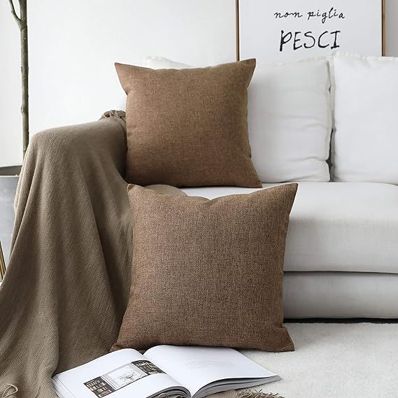 Home Brilliant Set of 2 Textured Burlap Decorative Throw Pillow Covers Large Linen Cushion Cases ... | Amazon (US)