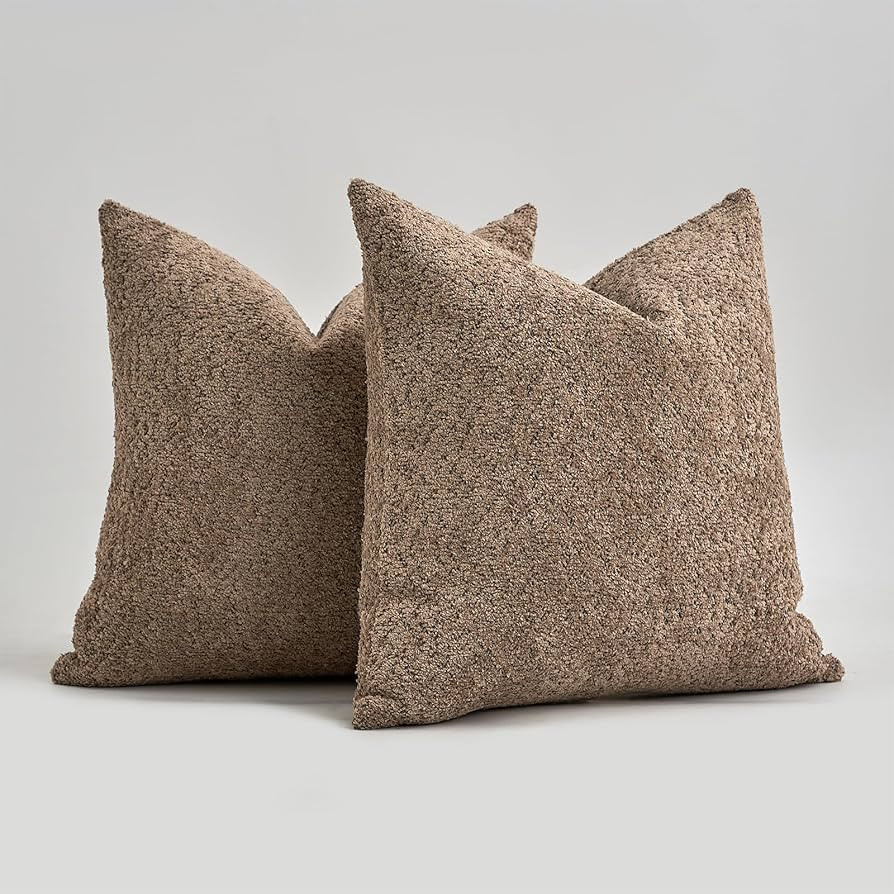 Pillow Covers 20x20 Neutral Pillow Covers Textured Chenille Throw Pillows Set of 2 Farmhouse Thro... | Amazon (US)