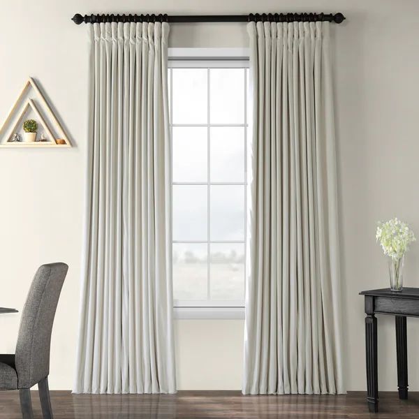 Exclusive Fabrics Off White Velvet Blackout Extra Wide Curtain Panel | Bed Bath & Beyond