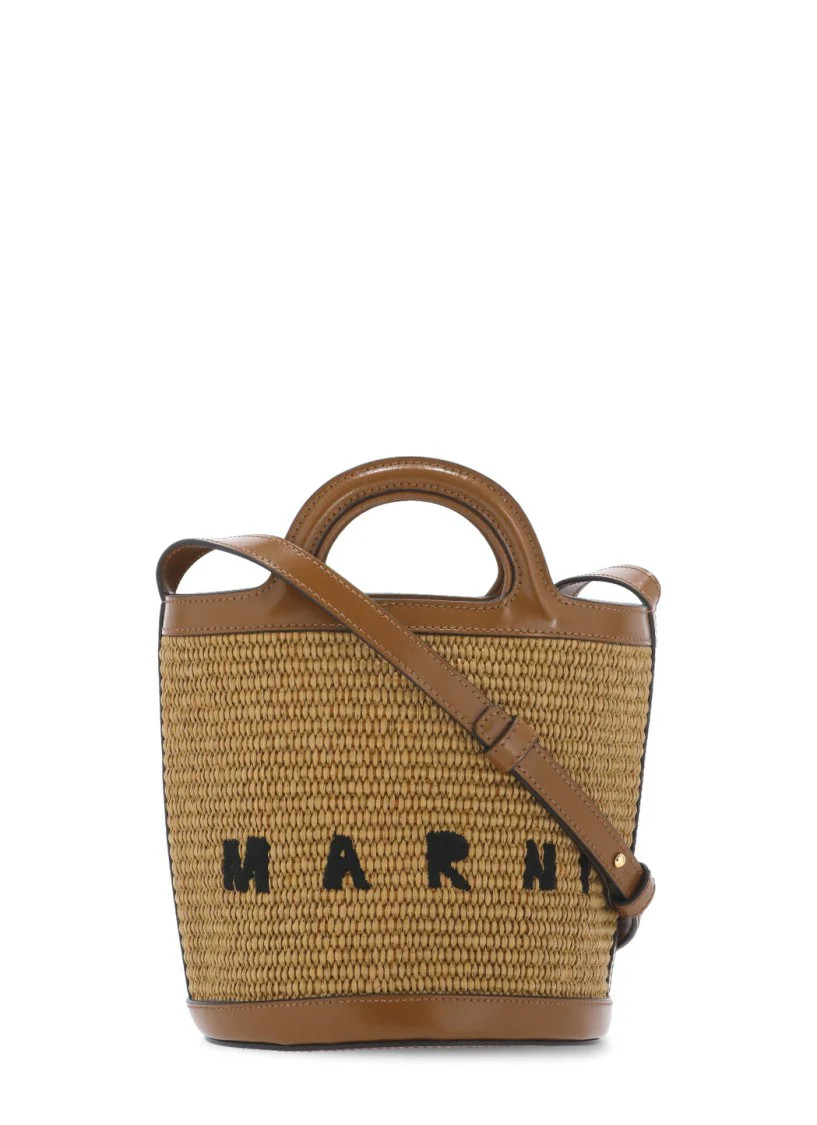 Brown Cotton Blend And Leather Handbag | Shop Simon