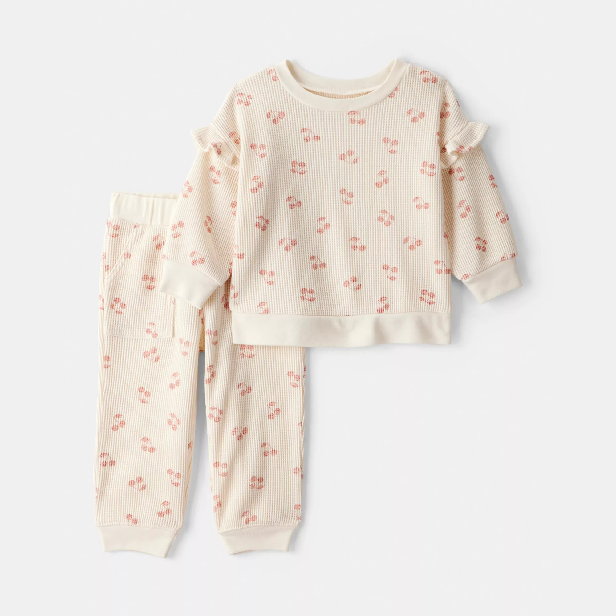 Baby Girl Carter's 2-Pc. Cherry Fruit Print Long-Sleeve Tee & Pant Set | Kohl's