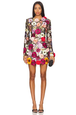 Bronx and Banco Bouquet Maraya Long Sleeve Mini Dress in Black Multi from Revolve.com | Revolve Clothing (Global)