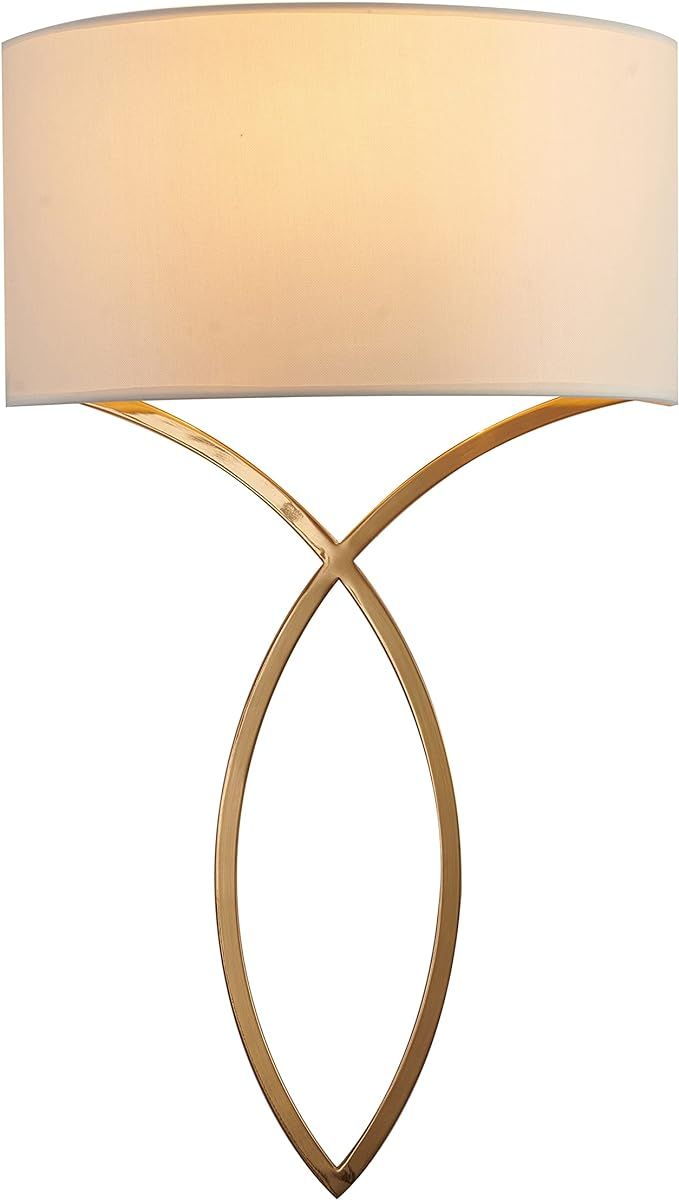 14" Antique Brass Metal Wall Sconce with A Fabric Shade Gold Modern Contemporary | Amazon (US)