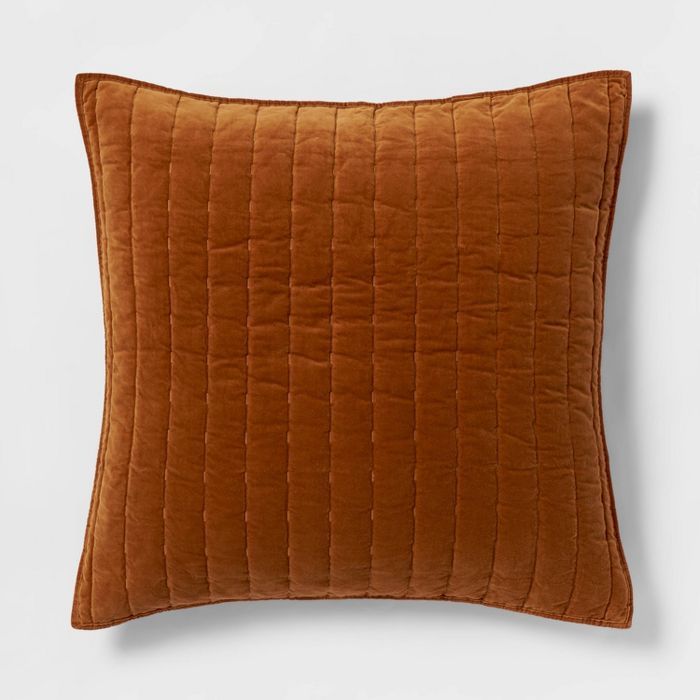 Euro Channel Stitch Velvet Quilt Sham Caramel - Threshold&#8482; | Target