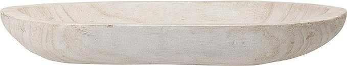 Bloomingville Hand-Carved Paulownia Wood Bowl with Whitewashed Finish | Amazon (US)