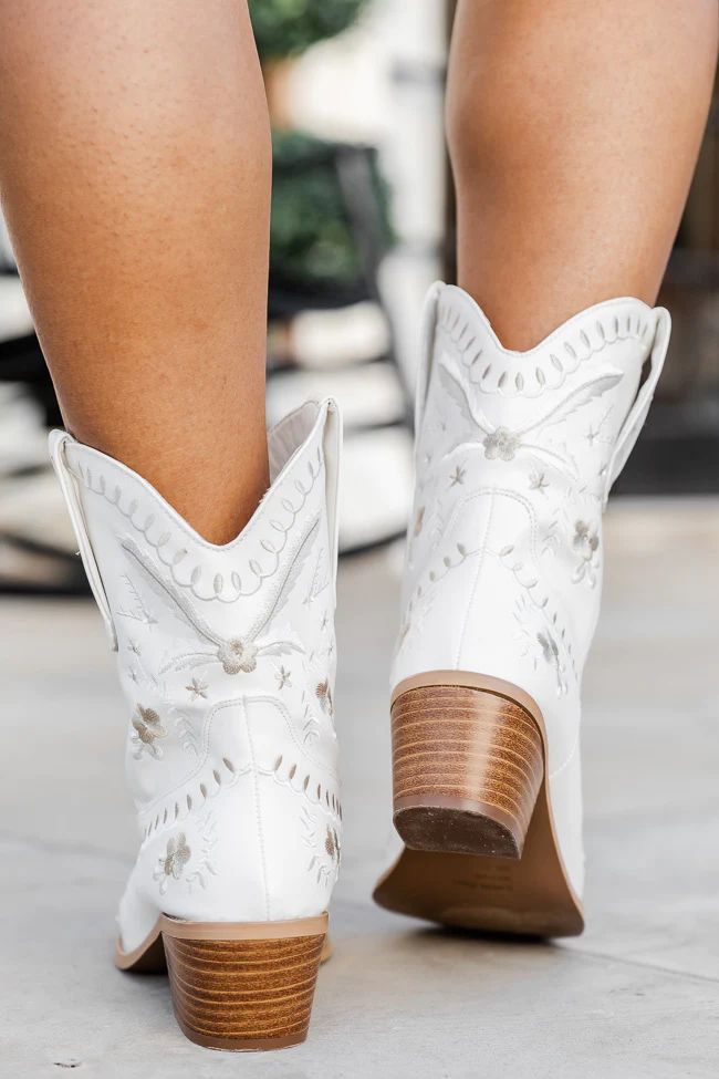 Leann Embroidered Bone Leather Cowboy Boots | Pink Lily