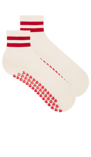 Striped Half Crew Grip Sock in Cream Lava Red | Revolve Clothing (Global)