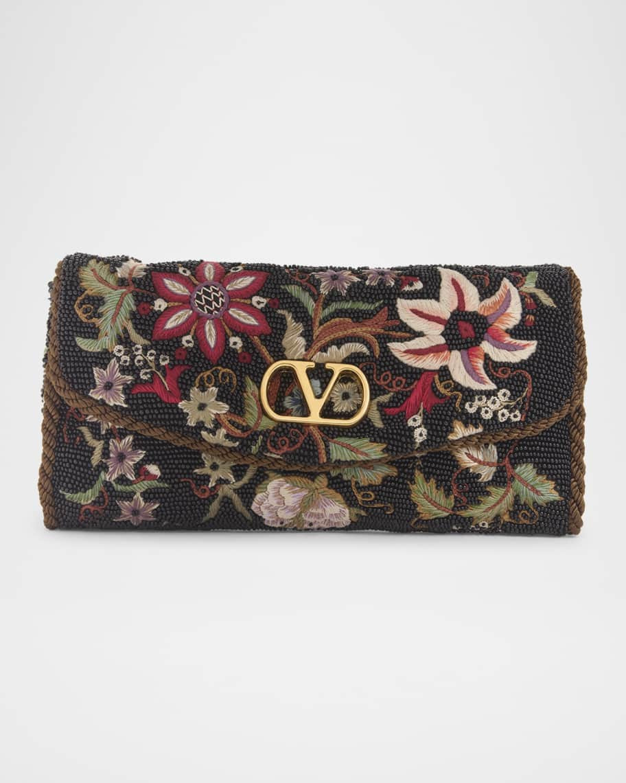 Valentino Garavani Vain Floral Beaded Shoulder Bag | Neiman Marcus