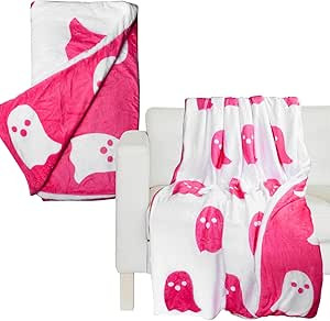 2023 Halloween Viral Pink Ghost Blanket Flannel Reversible Super Soft for All Seasons Blankets Ka... | Amazon (US)