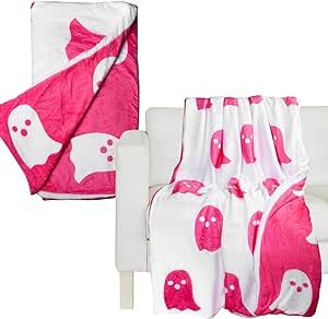 2023 Halloween Viral Pink Ghost Blanket Flannel Reversible Super Soft for All Seasons Blankets Ka... | Amazon (US)