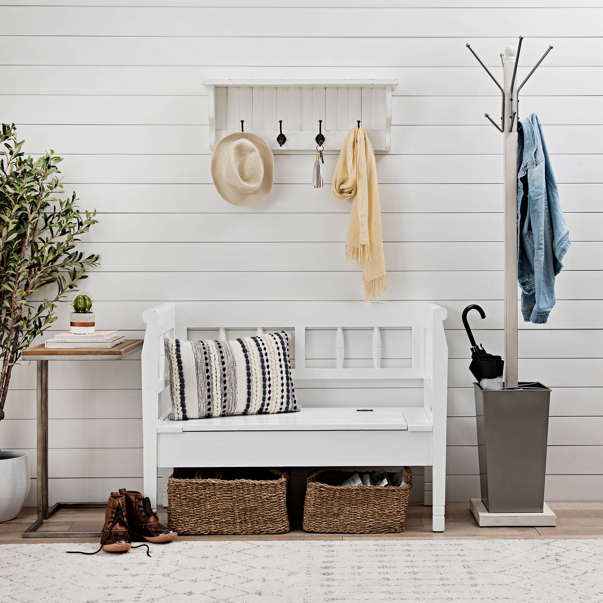 White Seat Storage Bench | Kirkland's Home