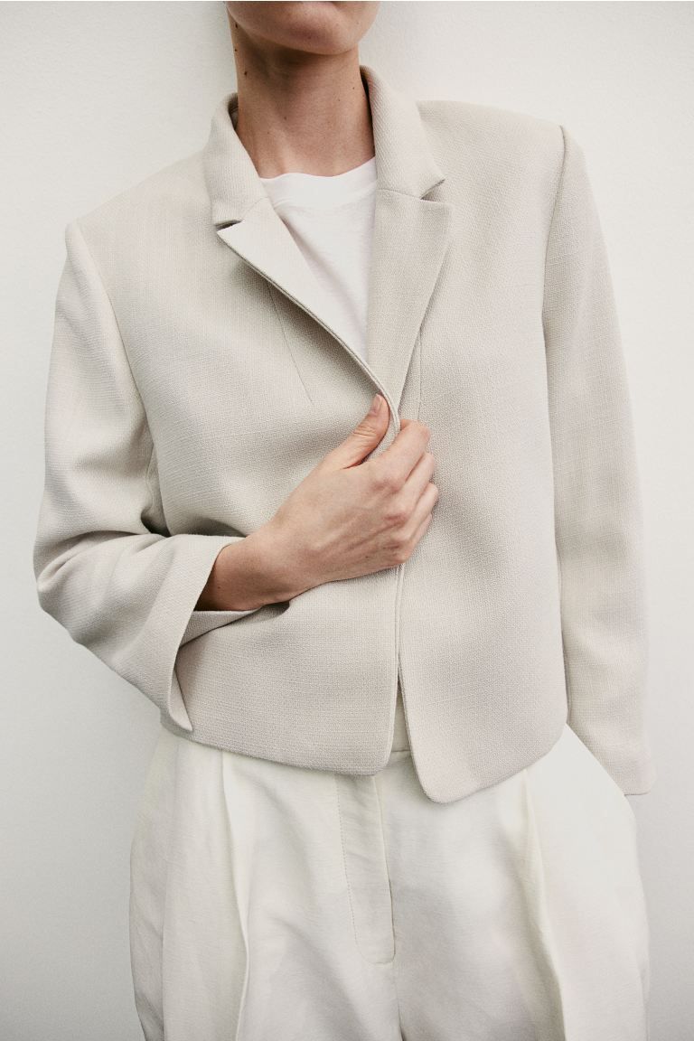 Jacket with Slit Cuffs - Long sleeve - Short - Light beige - Ladies | H&M US | H&M (US + CA)