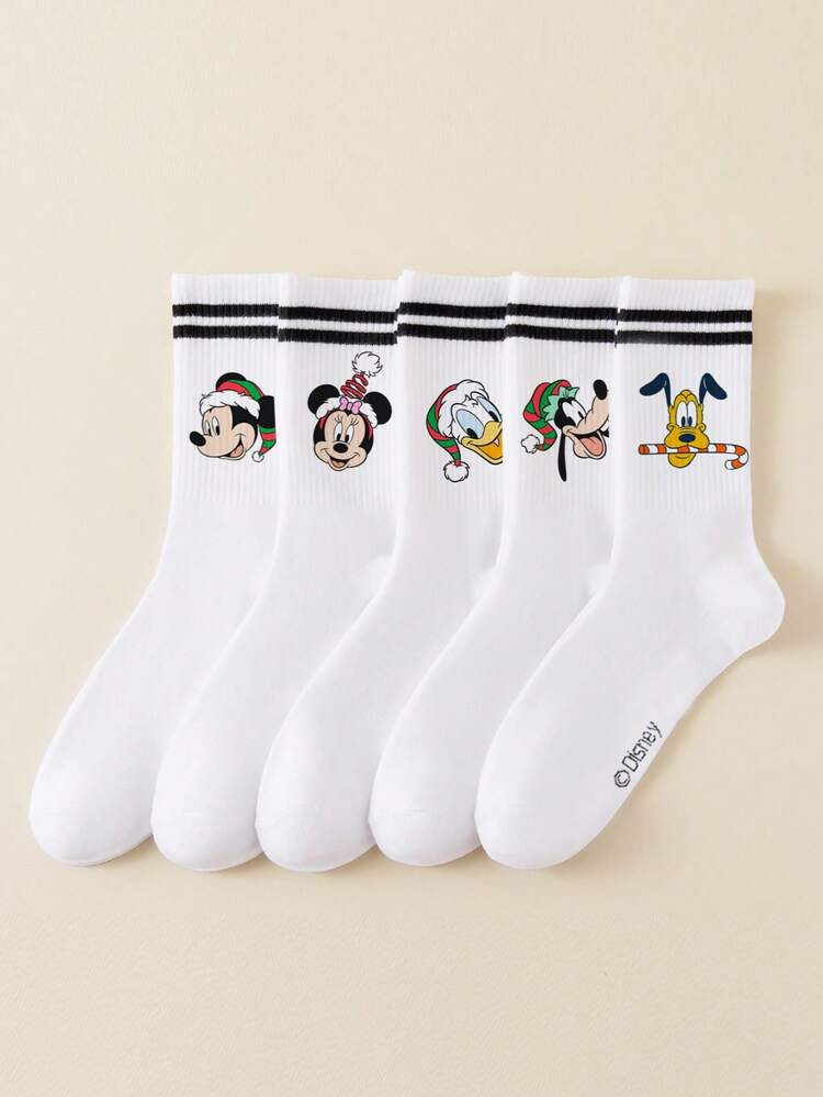 Disney 5 Pairs Disney Christmas Hat Cartoon Character New Year Gift Socks, Cartoon Christmas & Ne... | SHEIN