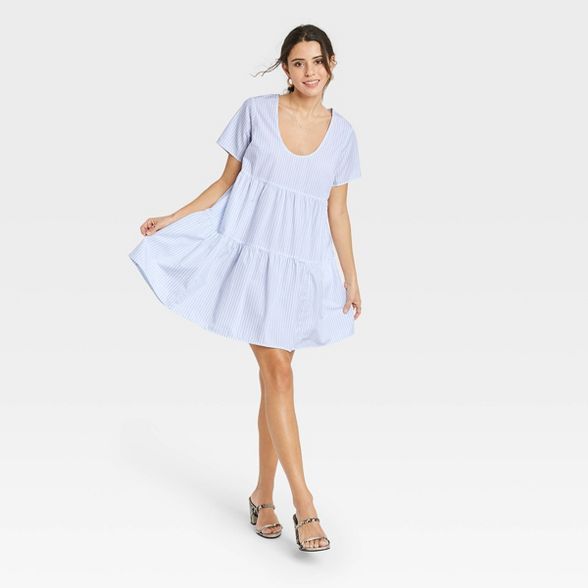 Women's Flutter Short Sleeve Tiered Dress - A New Day™ | Target