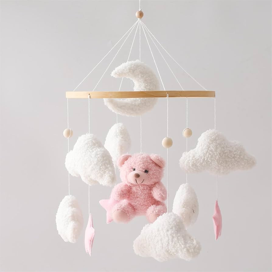 EERKEOD Baby Crib Mobile Bear Nursery Mobile for Boys Girls Teddy Velvet Mobile Nursery Decor for... | Amazon (US)