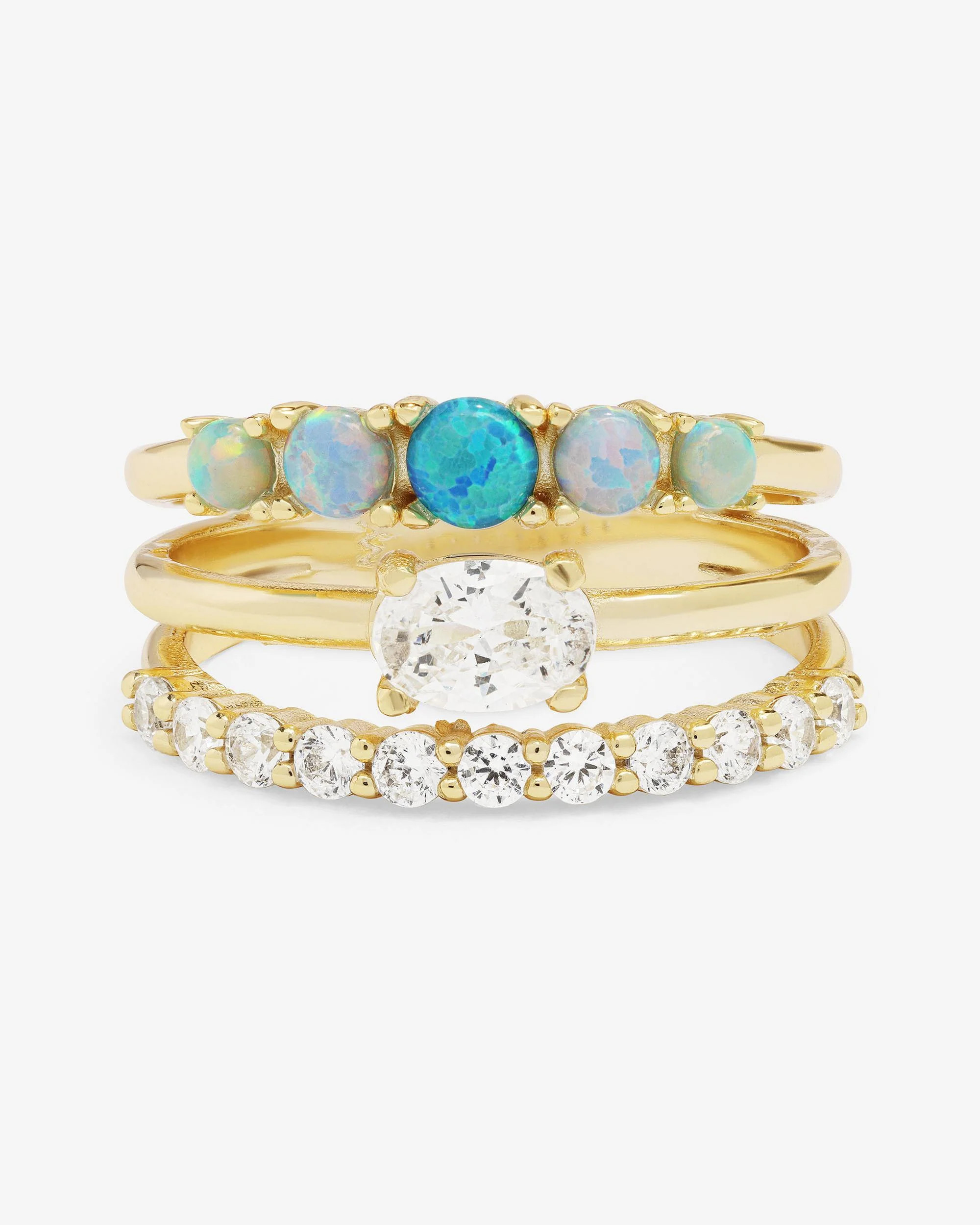 She's So Stacked Ring - Gold|Blue Opal Ombré | Melinda Maria Jewelry