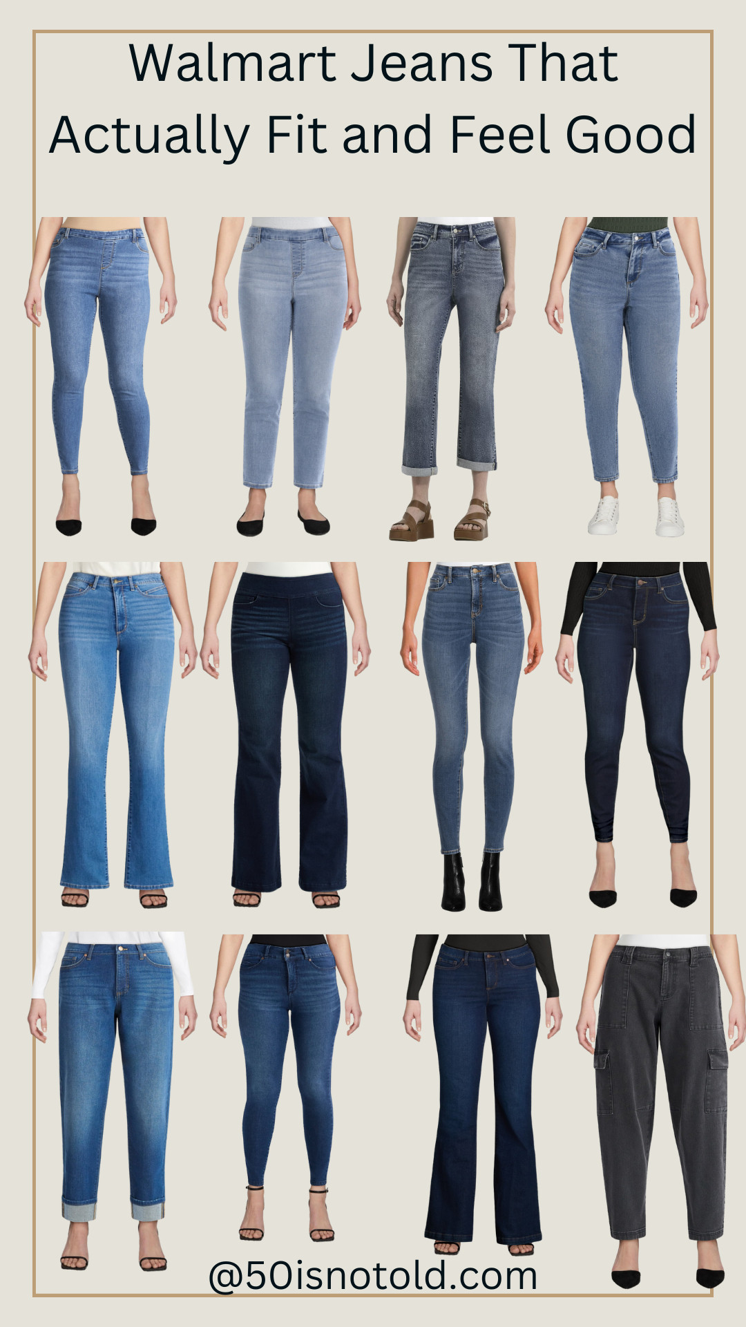 Gurls, these Walmart jeans are the real surprise. Great stretch, flattering rises, and cuts that don’t pinch, gap, or sag by noon. Skinny, straight, bootcut, and relaxed styles — all comfy, all budget-friendly, and all easy to wear with sweaters, tees, and sneakers. 

 #LTKOver40 #LTKFindsUnder50