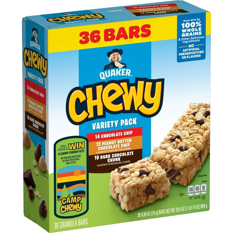 Quaker Chewy Granola Bars, 3 Flavor Variety Pack, 30.4 oz, 36 Count | Walmart (US)
